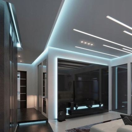 Вграден профил за LED ленти 1 м черен/прозрачен