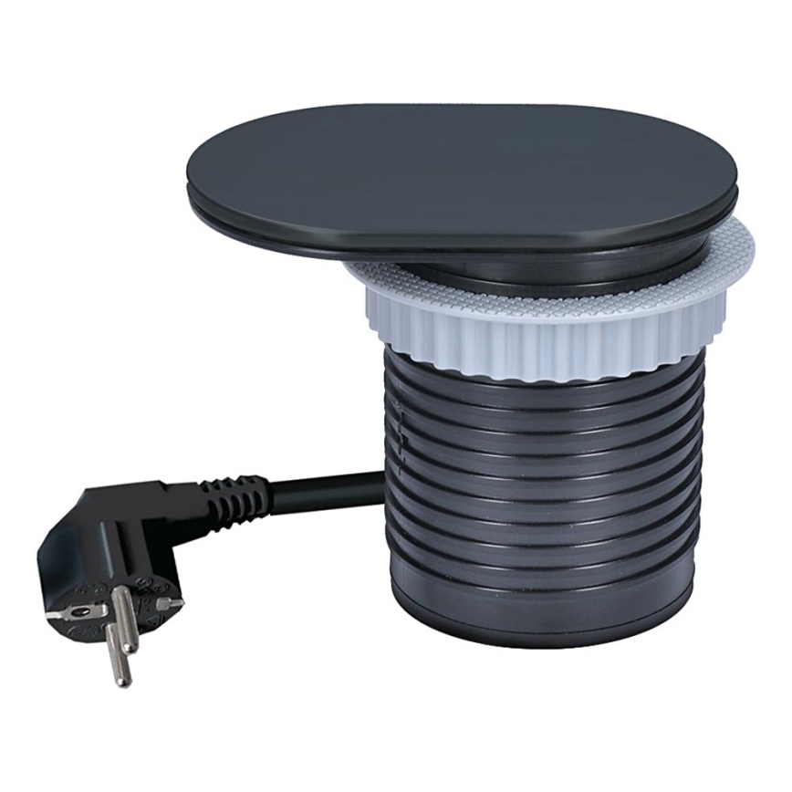 Вграден контакт с плъзгащ капак, 20W, 1x контакт + USB A+C, черен