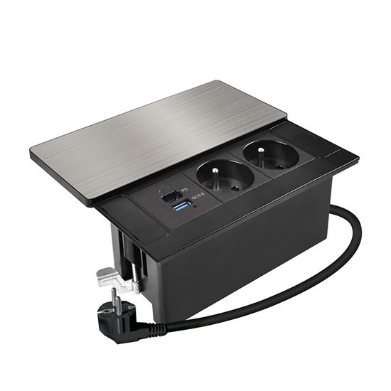 Вградена розетка с безжично зареждане 20W, 2 гнезда + USB-A + USB-C