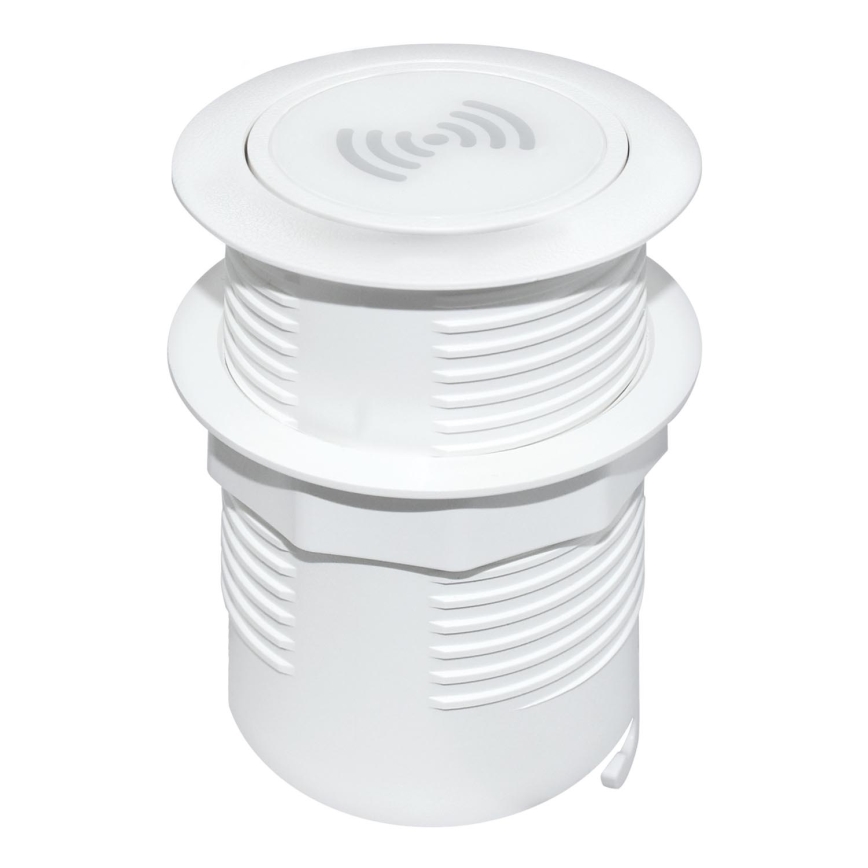 Вградено безжично зарядно устройство + USB A+C бял