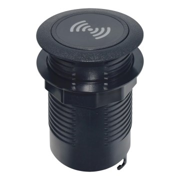 Вградено безжично зарядно устройство + USB A+C черен