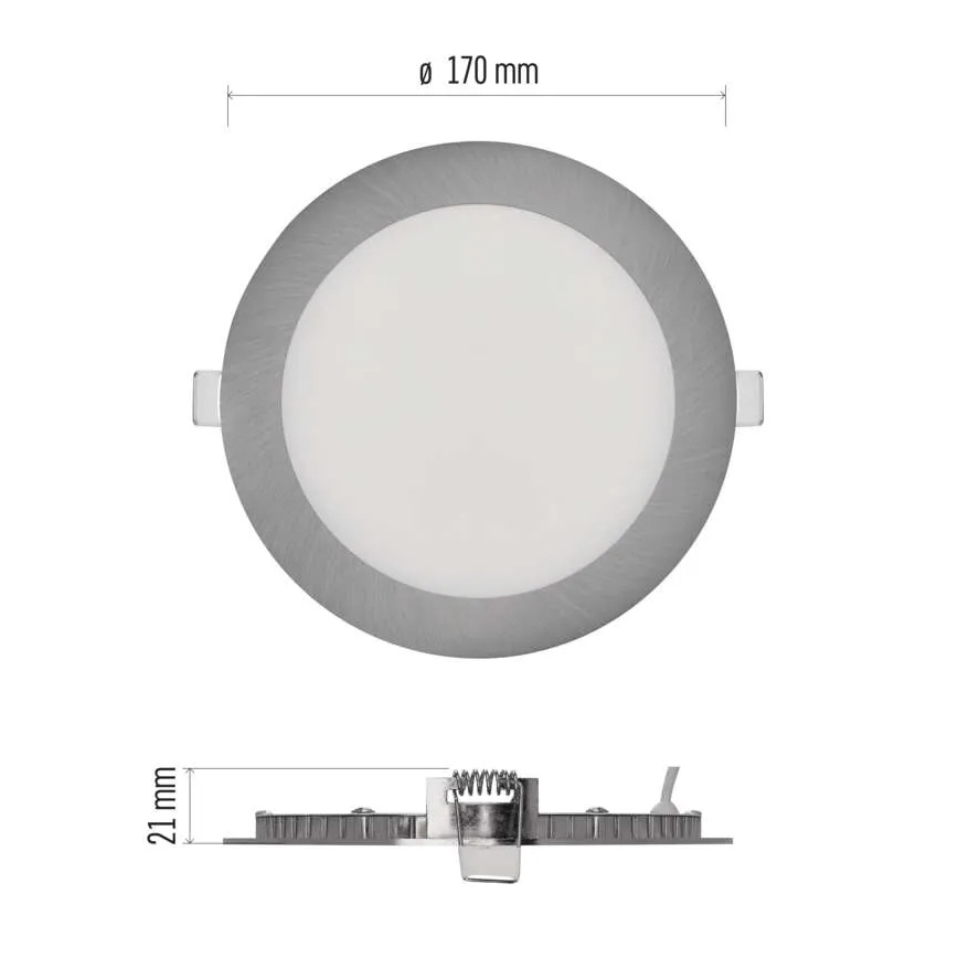 Вградено LED осветително тяло NEXXO LED/12,5W/230V 3000/3500/4000K, сребристо, диаметър 17 cm