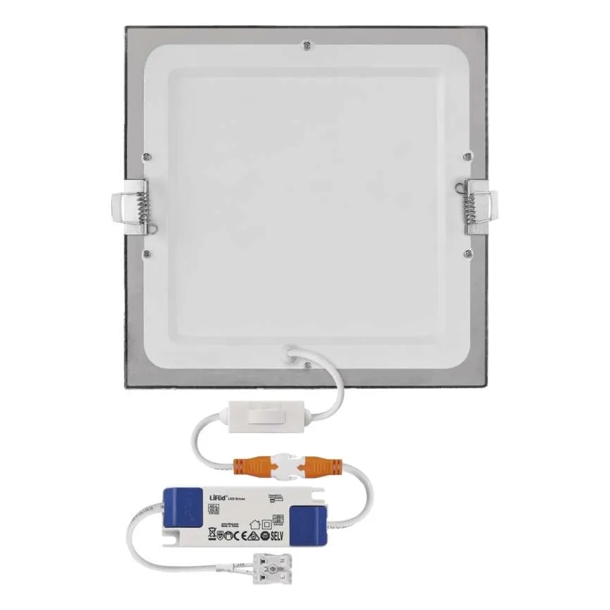 Вградено LED осветително тяло NEXXO LED/18W/230V 3000/3500/4000K сребристо 22,5x22,5 cm