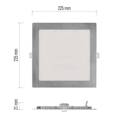 Вградено LED осветително тяло NEXXO LED/18W/230V 3000/3500/4000K сребристо 22,5x22,5 cm