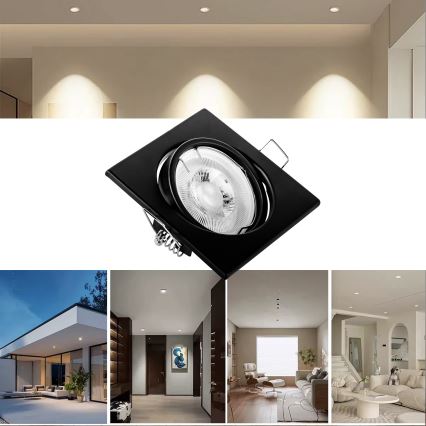 Вградено осветително тяло 1xGU10/MR16/10W/230V 9x9 cm черно