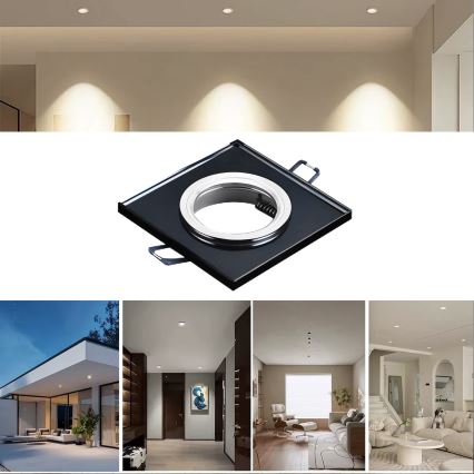 Вградено осветително тяло 1xGU10/MR16/10W/230V 9x9 см черно