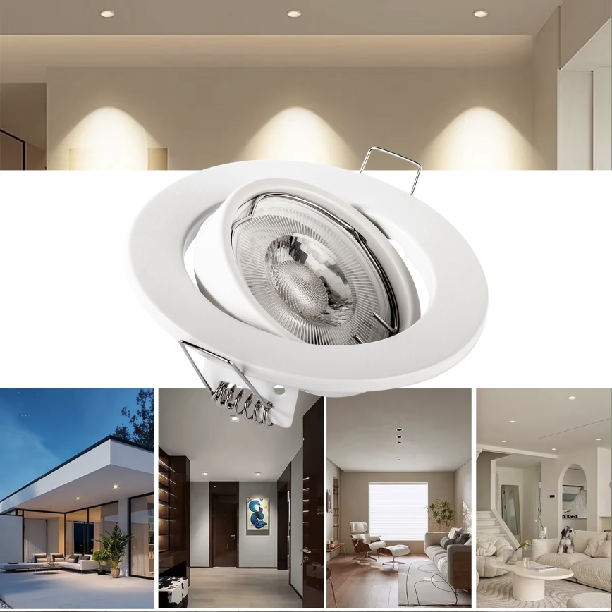 Вградено осветително тяло 1xGU10/MR16/10W/230V, Ø 9 см, бяло