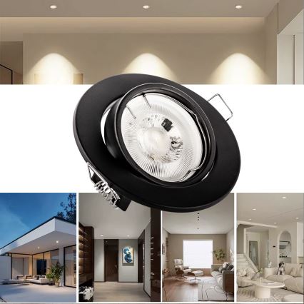 Вградено осветително тяло 1xGU10/MR16/10W/230V Ø 9 см, черно
