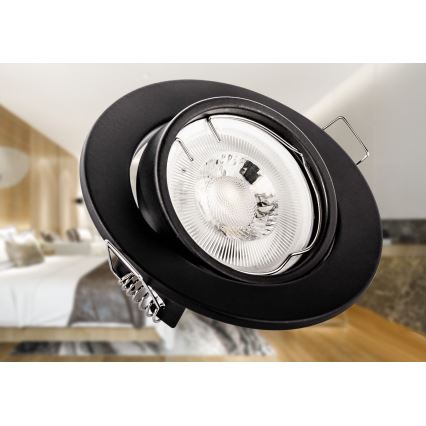 Вградено осветително тяло 1xGU10/MR16/10W/230V Ø 9 см, черно