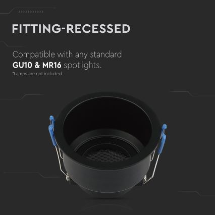Вградена лампа GU10 Ø 9 см, черна