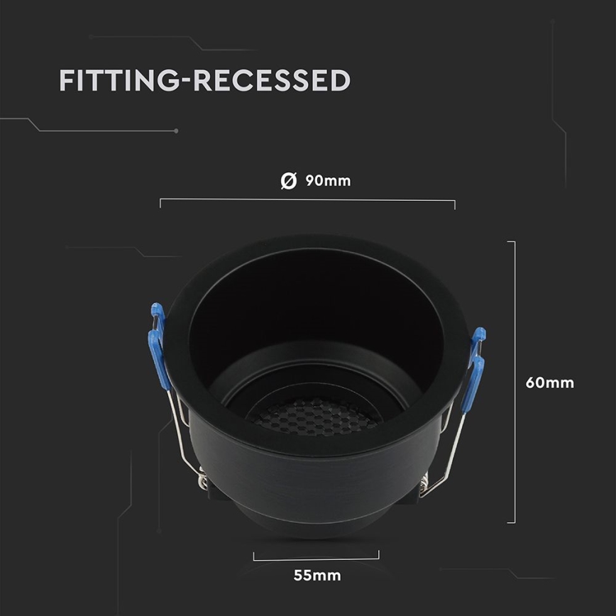 Вградена лампа GU10 Ø 9 см, черна