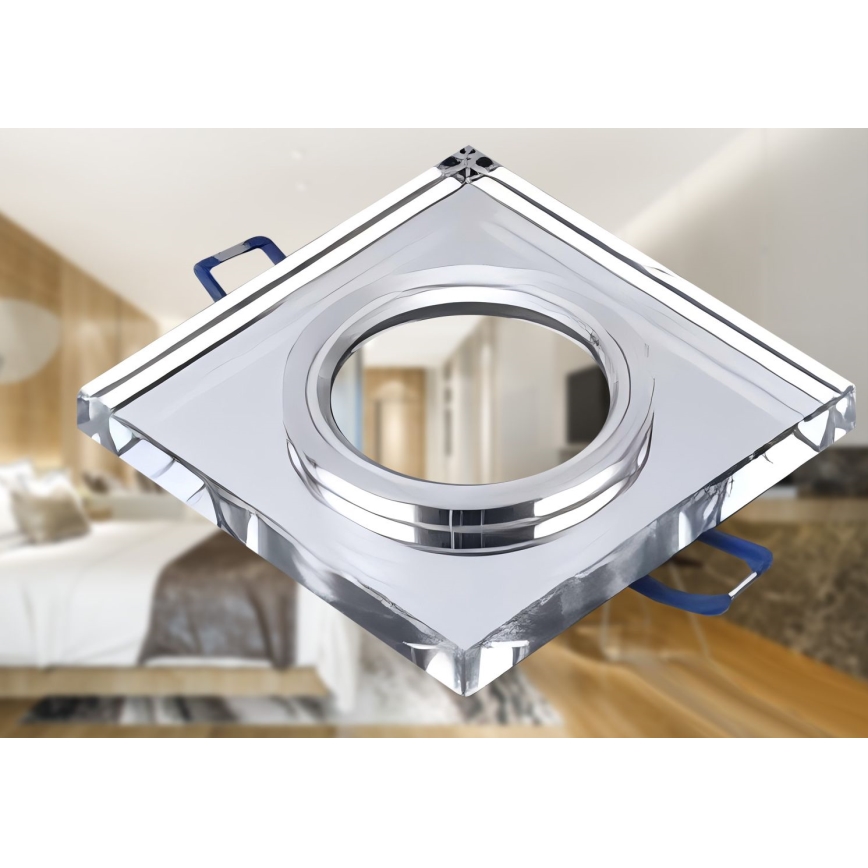 Вградено осветително тяло за окачен таван 1xGU10/MR16/10W/230V 9x9 см лъскав хром