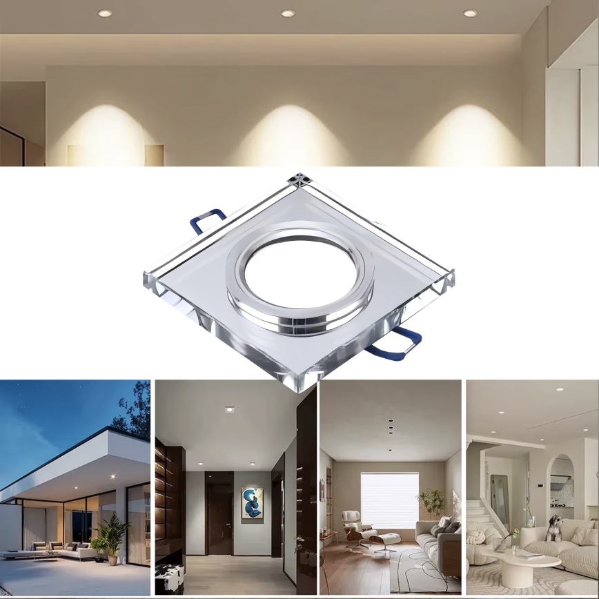 Вградено осветително тяло за окачен таван 1xGU10/MR16/10W/230V 9x9 см лъскав хром