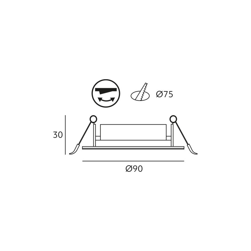 Вградено таванно осветително тяло BRINO LED/3/5/7W/230V 3000/4000/6500K черно