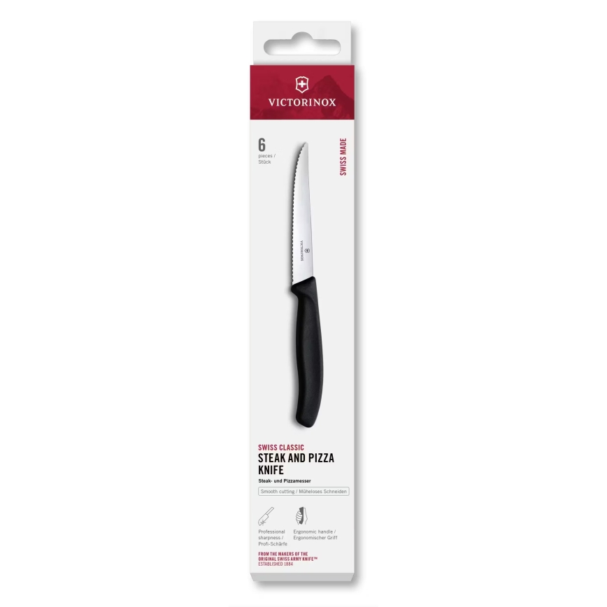 Victorinox - комплект ножове за стек SWISS CLASSIC 11 см 6 бр. черни