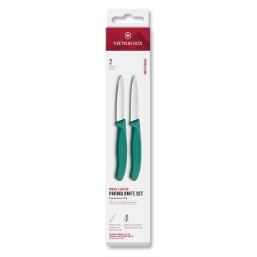 Victorinox – комплект от 2 кухненски ножа за зеленчуци SWISS CLASSIC, 8 см, тюркоазен