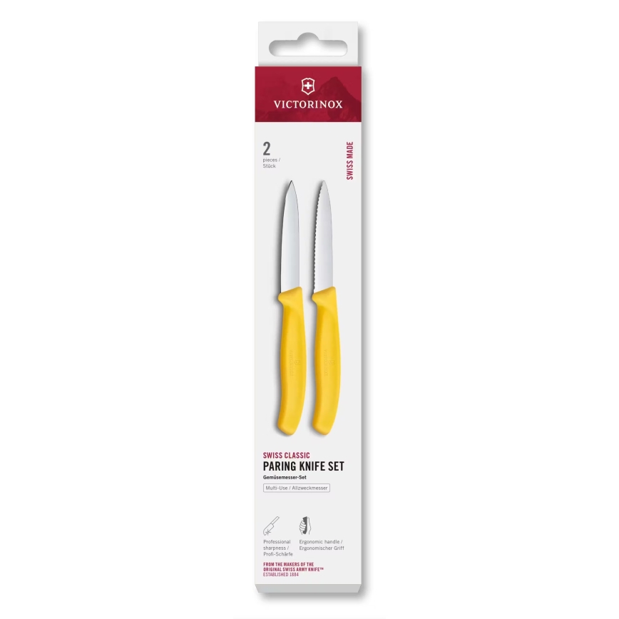 Victorinox - Комплект от 2 кухненски ножа за зеленчуци SWISS CLASSIC, 8 см, жълт