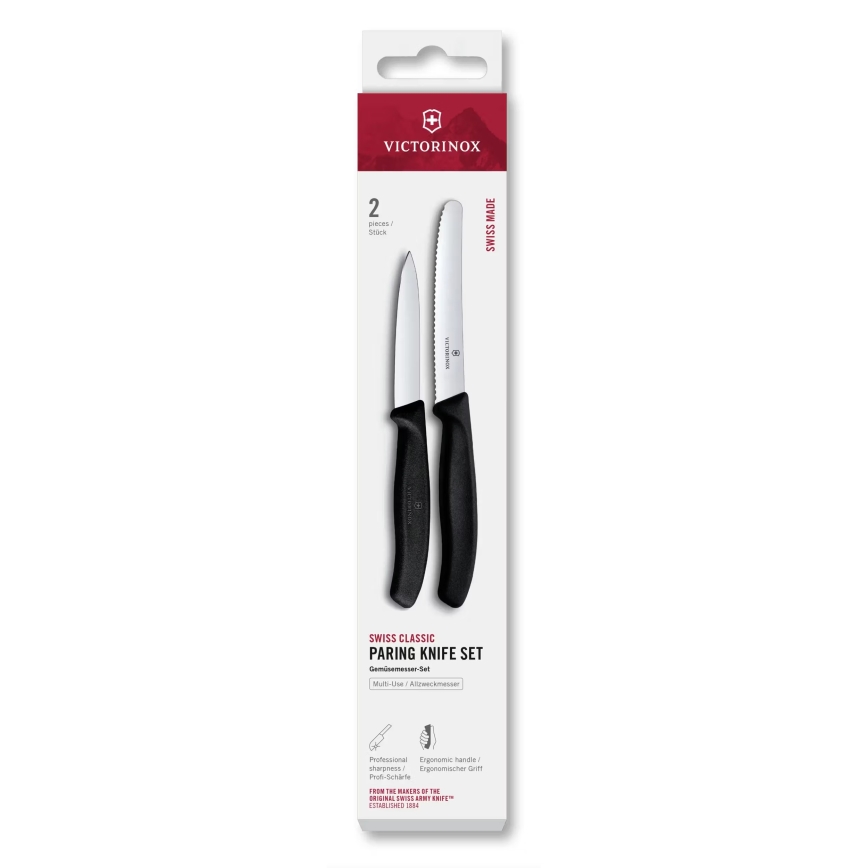 Victorinox - Комплект от 2 кухненски ножа за зеленчуци SWISS CLASSIC, черен