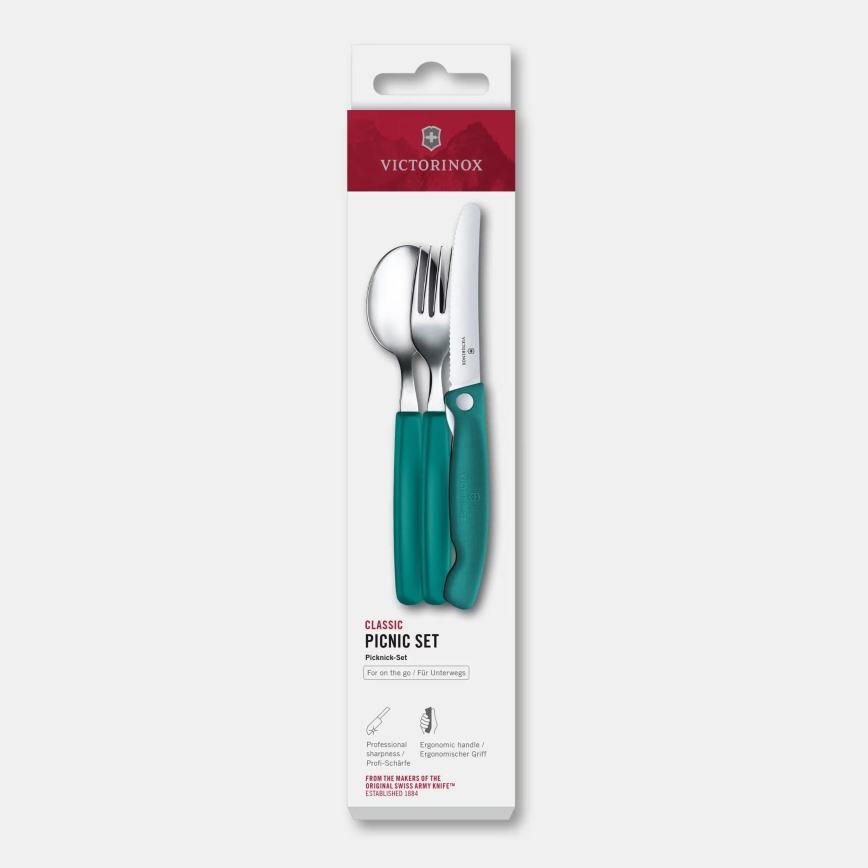 Victorinox - Комплект прибори за пикник SWISS CLASSIC, 3 бр., тюркоазен