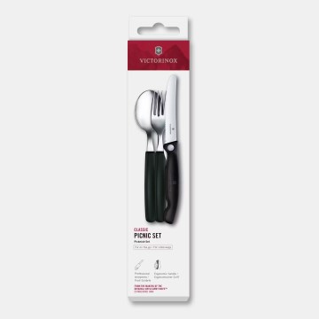 Victorinox - Комплект прибори за пикник SWISS CLASSIC, 3 части, черен