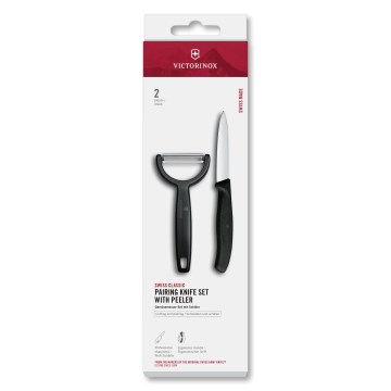 Victorinox - Комплект кухненски нож и белачка SWISS CLASSIC, черен
