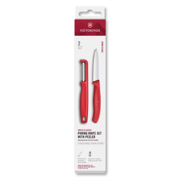Victorinox - Комплект кухненски нож и белачка SWISS CLASSIC, червен