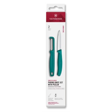 Victorinox - Комплект кухненски нож и белачка SWISS CLASSIC, тюркоаз