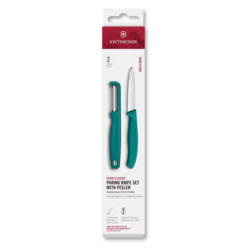 Victorinox - Комплект кухненски нож и белачка SWISS CLASSIC, тюркоаз