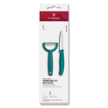 Victorinox - Комплект кухненски нож и белачка SWISS CLASSIC, тюркоаз