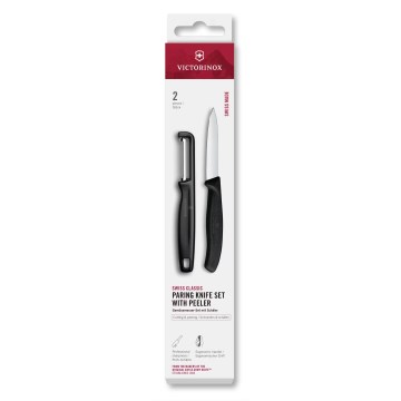 Victorinox - Комплект кухненски нож с белачка SWISS CLASSIC черен