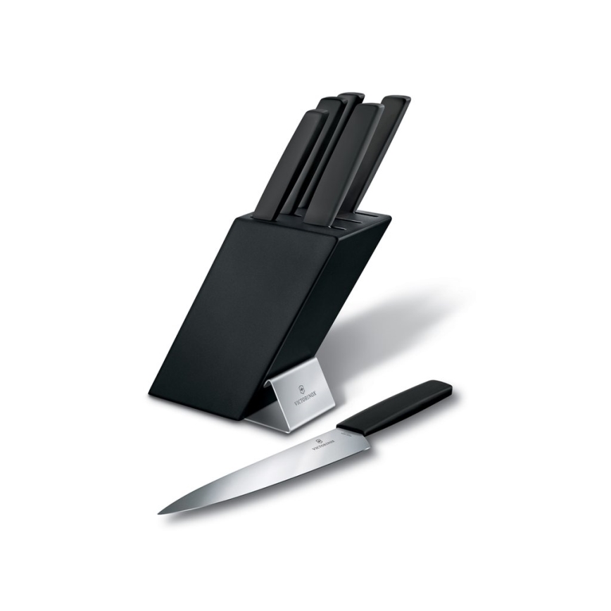 Victorinox - Комплект кухненски ножове в поставка SWISS MODERN, 7 части, бук/черно