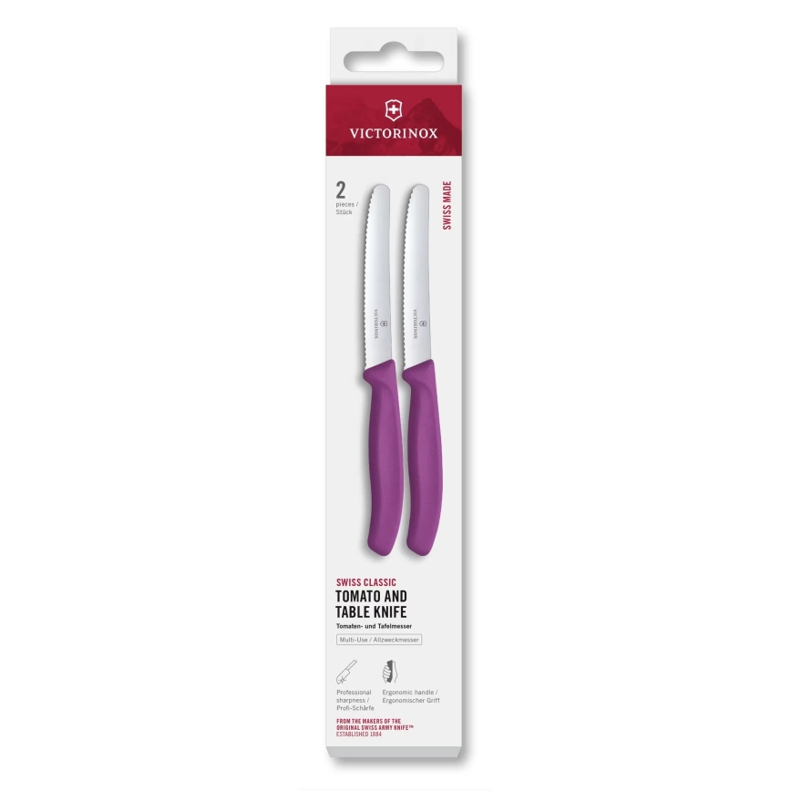Victorinox - Комплект кухненски ножове за зеленчуци SWISS CLASSIC, 11 см, 2 бр., лилави