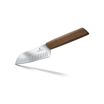 Victorinox - кухненски нож Santoku SWISS MODERN 17 см, дръжка от орех