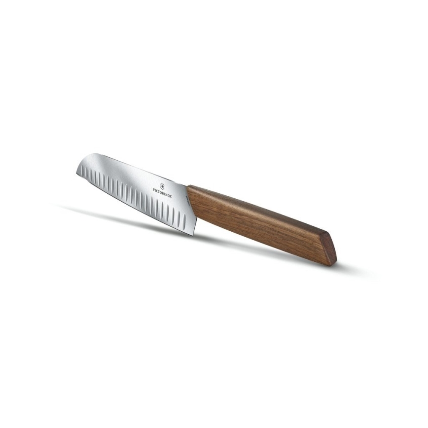 Victorinox - кухненски нож Santoku SWISS MODERN 17 см, дръжка от орех