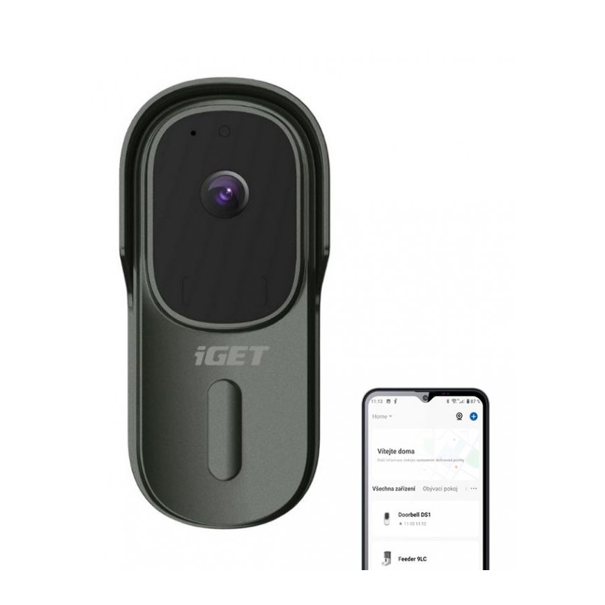 Видео звънец за врата със сензор за движение Full HD 1080p 5200 mAh IP65 Wi-Fi антрацит