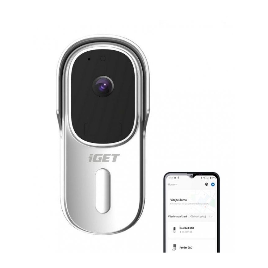 Видео звънец за врата със сензор за движение Full HD 1080p 5200 mAh IP65 Wi-Fi бял