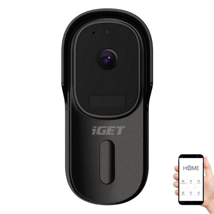 Видео звънец за врата със сензор за движение Full HD 1080p 5200 mAh IP65 Wi-Fi черен