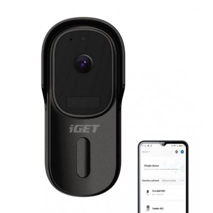Видео звънец за врата със сензор за движение Full HD 1080p 5200 mAh IP65 Wi-Fi черен