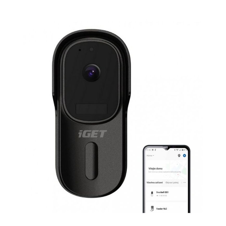 Видео звънец за врата със сензор за движение Full HD 1080p 5200 mAh IP65 Wi-Fi черен