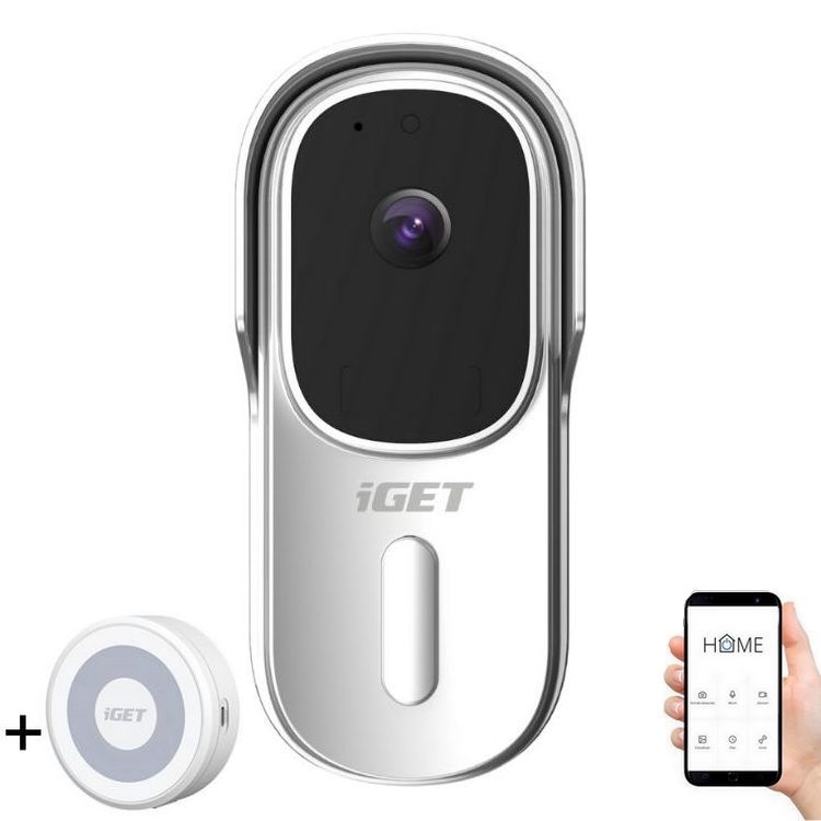 Видео звънец за врата със сензор за движение Full HD 1080p IP65 Wi-Fi бял + високоговорител