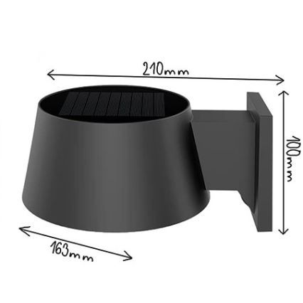 Viking - Димируема соларна стенна LED лампа със сензор LED/1W/3,7V IP44 4000K 2000 mAh