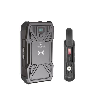Viking - Външна батерия с вграден LED фенер, безжично зареждане и слънчев панел Power Delivery 22,5W/10000 mAh