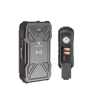 Viking - външна батерия с LED фенер, безжично зареждане и соларен панел Power Delivery 22,5W/20000 mAh