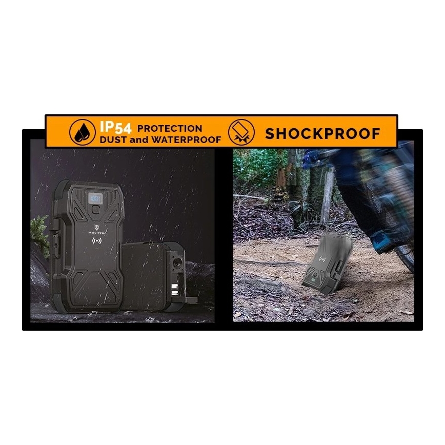 Viking - външна батерия с LED фенер, безжично зареждане и соларен панел Power Delivery 22,5W/20000 mAh
