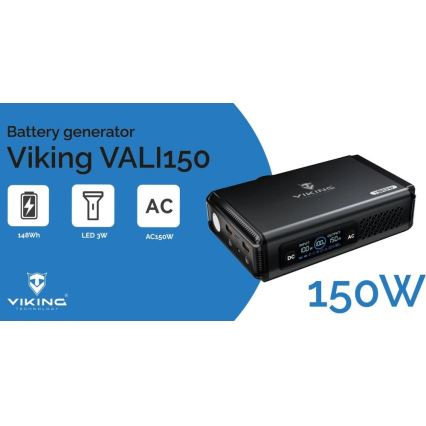 Viking - Зарядна станция с LED дисплей и Power Delivery 148 Wh
