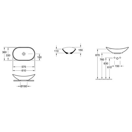Villeroy & Boch 411060R1 - Умивалник за плот MY NATURE 61x36 см керамика/бял