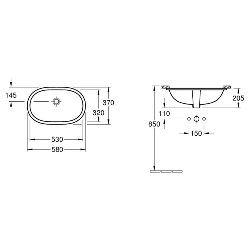 Villeroy & Boch 416250R1 - Вграден умивалник O.NOVO 53x32 см керамика/бял