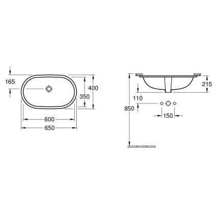 Villeroy & Boch 41626001 - Вграден умивалник O.NOVO 60x35 см керамика/бял