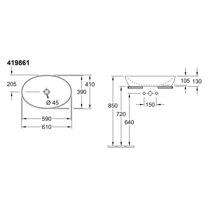 Villeroy & Boch 419861R1 - Мивка за плот ARTIS 61x41 cm керамична/бяла