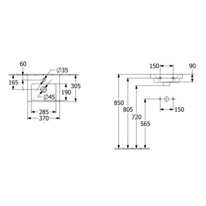 Villeroy & Boch 43703701 - Стенна мивка SUBWAY 37x30,5 см керамична/бяла